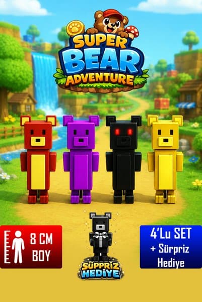 YAGLİZ 4'lü Super Bear Adventures Figür Oyuncak Seti
