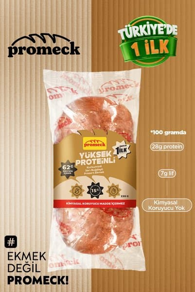 Promeck Yüksek Proteinli Kurkuminli Sarı Buğdaylı Prosort Ekmek 220 gr
