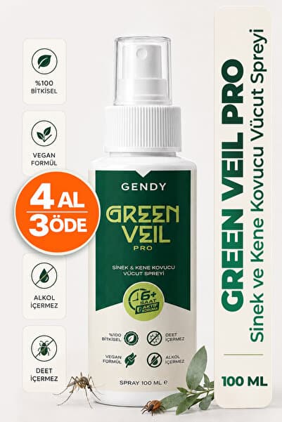 Green Veil Pro - %100 Bitkisel, 2 Yaş Üzeri için Sivrisinek, Kene ve Sinek Kovucu Vücut Spreyi 100 ML