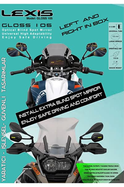 LEXİS Gloss 105 Motosiklet Universal Extra Kör Nokta Ayna Ultra Optik Görüntü Geniş Açı