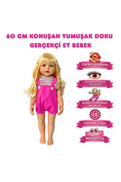 Magicway 60 Cm Türkçe Konuşan Et Bebek Gerçek Bebek Hissi %100 Gerçekçi Yumuşak Doku Hareketli Vücut Oyuncak