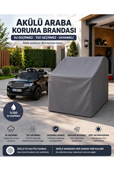 PARİONETTE Akülü Araba Koruma Brandası Su Geçirmez Gri Tam Kapama Dış Mekan Koruyucu Örtü Toz ve Kir Önleyici