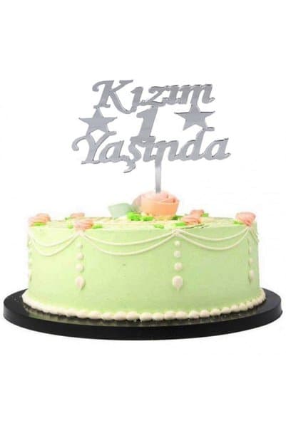 colezium Kızım 1 Yaşında İlk Yaş Doğum Günü Partisi Pleksi Pasta Süsü Renk