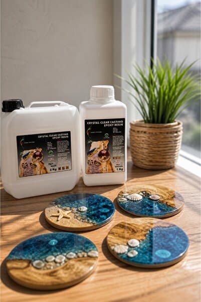 ARCMARİN KİMYA VE DENİZCİLİK HIRDAVAT Arc 105 Ultra Şeffaf Hobi, Takı, Tepsi Dökümü, Bardak Altlığı Ve Kaplama İçin Epoksi Reçine 3 Kg Set