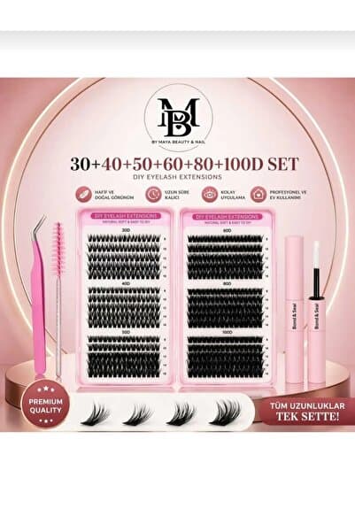 PİRAYE AKSESUAR DIY Kirpik - Takma Kirpik 600 Adet Kirpik Seti Kitap Model 30-40-50-60-80-100 D Farklı Boylar
