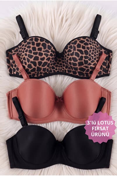 CHOCHO Kadın Lotus Dolgusuz Telli Toparlayıcı 3'lü Sütyen Takımı