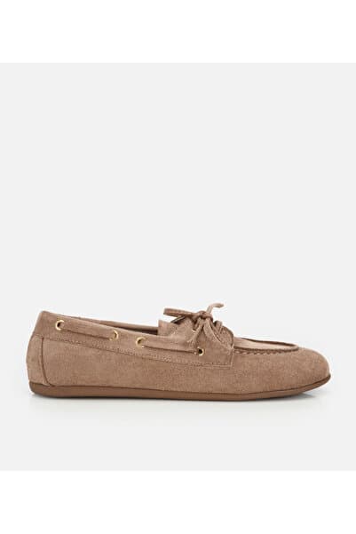Hotiç Kadın Vizon Süet Bağcık Detaylı Loafer