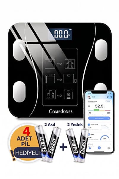 comedones Dijital Baskül Yağ Su Kas Vücut Kitle Endeksi Kilo Ölçer Tartı