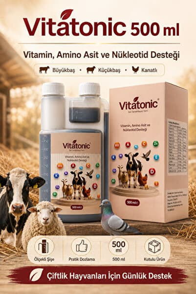 Vitatonic 500 ml Vitamin Amino Asit Sıvı Hayvan Büyükbaş Küçükbaş Kanatlı Güvercin Arı Civciv