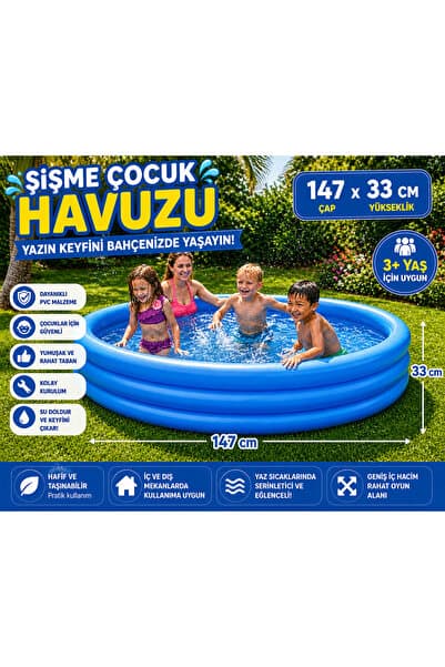 TOTTERİQ 147x33 cm Şişme Çocuk Havuzud | Yuvarlak Bahçe Havuzu