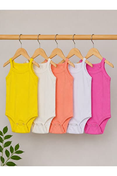 vieso 5 Renk İp Askılı Bebek Çıtçıtlı Bebek Body Zıbın