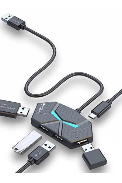 Deppo Trend USB To Type-C USB Çoklayıcı PC/Notebook/X-Box/PS Uzatıcı Gaming Oyuncu Çevirici HUB 4x USB 1x USB-C
