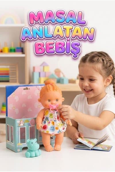 Tıfıl Toys Etkileşimli Akıllı Masal Anlatan Ağlayan Emzikli Eğitici Pilli Oyuncak Et Bebek ve Minik Arkadaşı