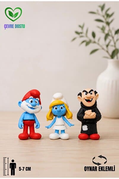You Toys Şirinler 3 lü set - Hareketli Eklemli 5-7 Cm Şirin baba şirine Gargamel figür oyuncak
