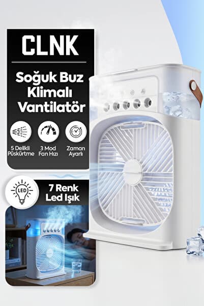 CLNK Yenilenmiş 3'ü 1 Arada Nemlendirici Vantilatör,buzlu Klima ,gece Lambası Ve Soğuk Buz Masa Tipi