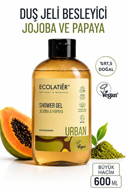 ECOLATIER Duş Jeli Jojoba ve Papaya Özlü Vegan %97,5 Doğal İçerik 600 ml