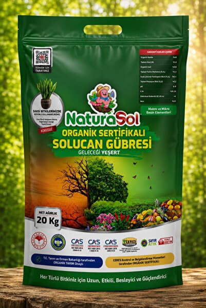 Naturasol Organik Sertifikalı Katı Solucan Gübresi 20 Kg (40 Litre) Sebze-Meyve, Çiçekler, Çim, İç & Dış Mekan, Süs Bitkileri