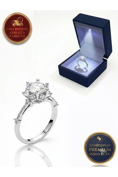 vüs jewel 925 Ayar Gümüş Lotus Evlilik Teklifi Yüzüğü