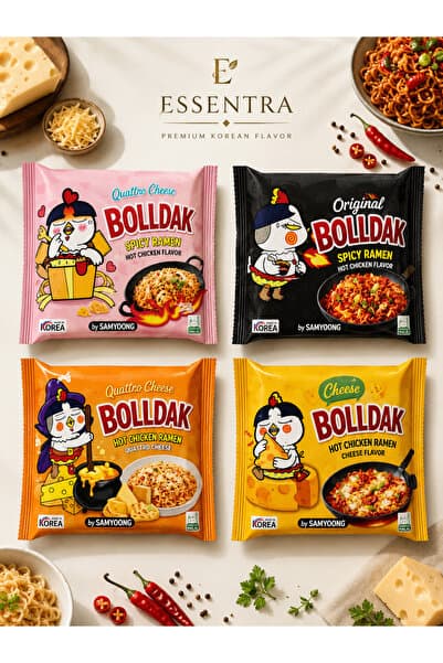 Essentra Home BOLLDAK Korean Spicy Ramen Mix Pack 4’li korean spicy noodle Mix Pack