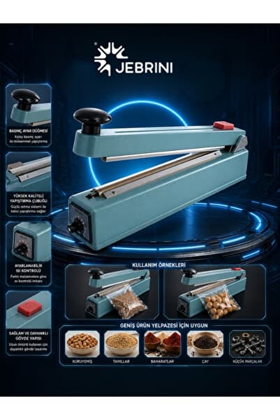 jebrini Masa Tipi Manuel Poşet Yapıştırma Kapatma Makinası 200mm-ortdan Kesmeli Metal Gövde
