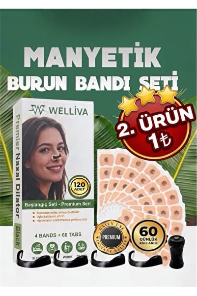 welliva Premium Mıknatıslı Burun Bandı Seti – 120 Adet (60 Çift) Horlama Azaltıcı | Maksimum Nefes Açma