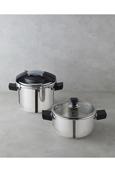 English Home Impera Çelik 2'li Düdüklü Tencere Seti 4 + 6 L Siyah - Gri
