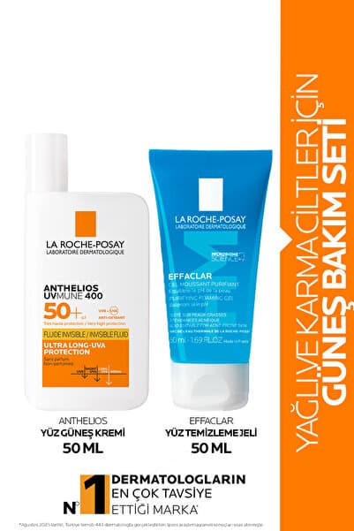 La Roche Posay Yağlı Ciltler İçin Güneş Seti: Anthelios Yüz Güneş Kremi SPF50+ 50ml & Effaclar Temizleme Jeli 50ml