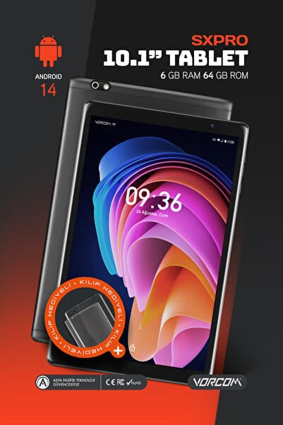 Vorcom SXPro 6gb/64gb 10.1” 1280*800 Hd Ips Ekran Tablet Kılıf + Ekran Koruyucu Hediyeli