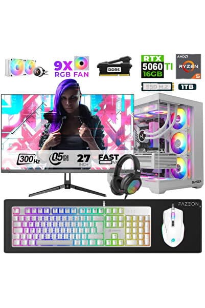 Xaser Star X340 Ryzen 5 7500F 16GB Ram 1TB M.2 NVMe SSD 16GB RTX5060Ti 27" 300Hz Oyuncu Bilgisayarı