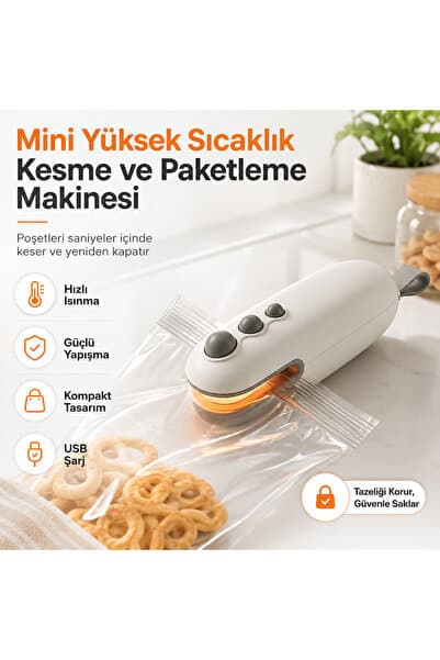 EN SİGA Type-C Şarjlı Mini Poşet Yapıştırıcı Manyetik Taşınabilir Paketleme Cihazı