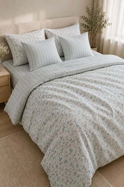 Motif Tekstil %100 PAMUK SATEN Çift Kişilik Nevresim Takımı (Nevresim, Çarşaf, 2'li Yastık Kılıfı, 2'li Kırlent Kılıfı)
