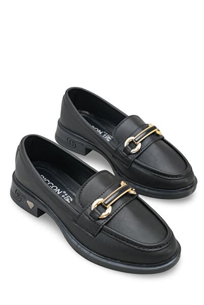 Riccon Beatthae Kadın Loafer 0012505 Siyah Cilt