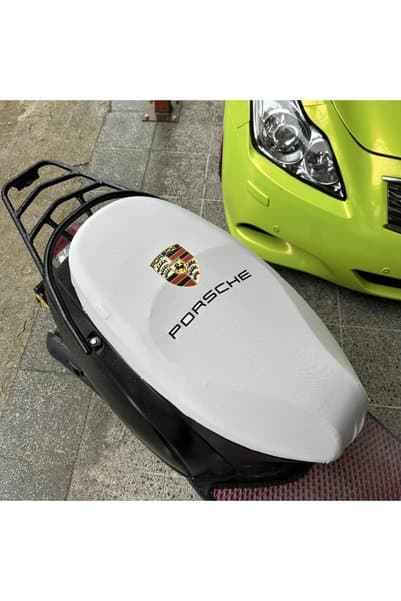 CEBECİOTO PORSHE BEYAZ DESENLİ PENYE MOTOSİKLET KILIFI -MOTOR