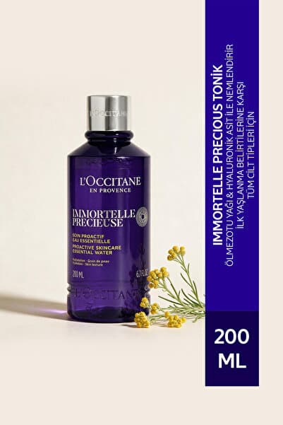 L'Occitane Immortelle Precious İlk Yaşlanma Belirtileri için Tonik, Ölmezotu Yağı İçeren, Hyaluronik Asit, 200 ml