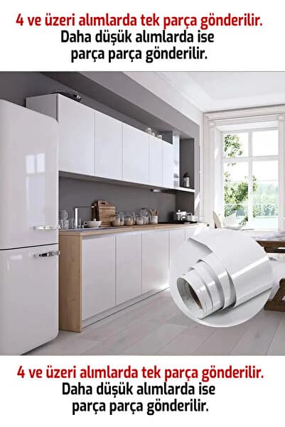 Parlak Beyaz 50x100 Yapışkanlı Folyo Mutfak Dolap Ve Mobilya Kaplama Folyosu