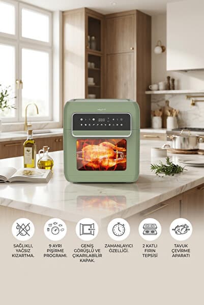 HUTT Oa10 Airfryer Yeşil Fritöz 10 Lt