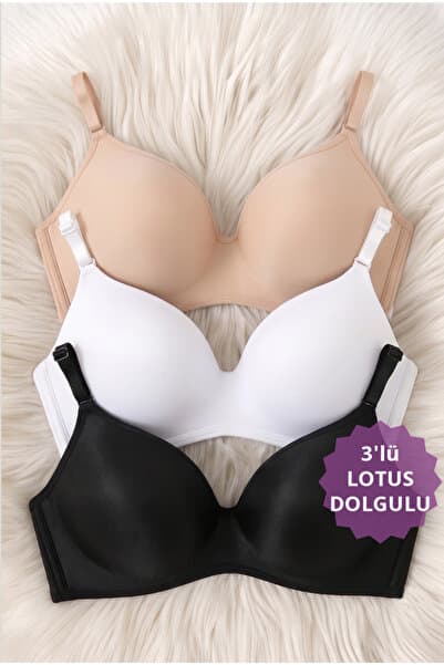 CHOCHO Kadın Lotus Dolgulu Telsiz Toparlayıcı 3'lü Sütyen Takımı