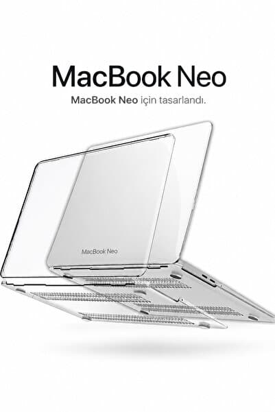 Fibaks Macbook Neo A3404 A18 Pro Kapak Kılıf Parlak Şeffaf 360 Tam Koruma Sert Koruyucu Darbe Emici