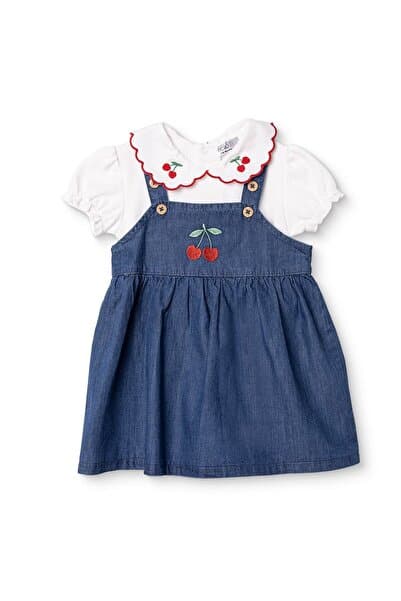 ebebek Hello Baby HelloBaby Kız Bebek Salopet Jile-Tişört Kiraz Baskılı Çıtçıtlı Bebe Yaka Kısa Kol