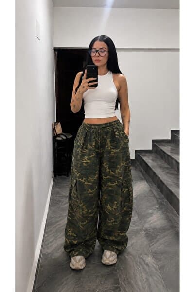 Birgül Sezişli Butik Kamuflaj Model Kargo Cepli Pantolon