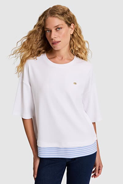 U.S. Polo Assn. Kadın Beyaz Bisiklet Yaka Tişört 50323464-VR013
