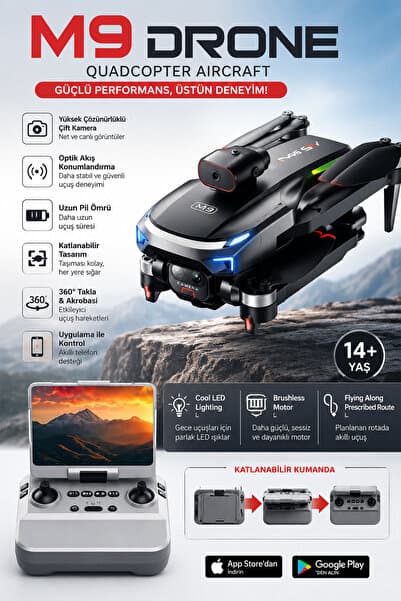 TECHNOMEN Profesyonel Kameralı Drone – Çift Kamera, Brushless Fırçasız Motor, Optik Akış, Uzun Pil Ömrü ve Akıllı Uçuş Modları