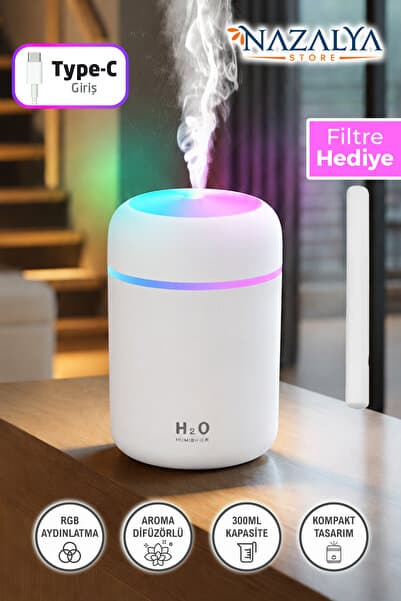 Nazalya 300 ml Ulrasonik Ledli Hava Nemlendirici Buhar Makinesi Ve Aroma Difüzörü