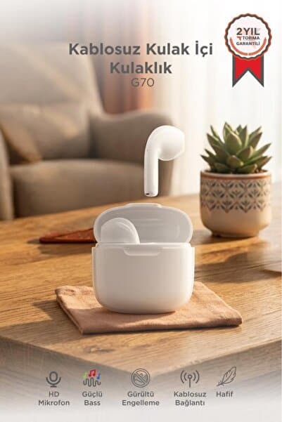 Torima Bluetooth Kulaklık Kulak İçi Tws Kablosuz Kulaklık G70 Beyaz