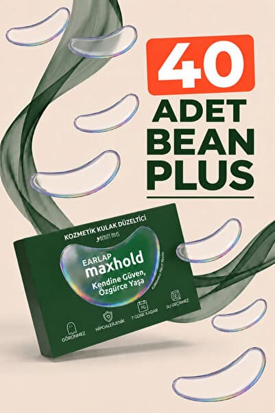 Earlap Max Hold Kepçe Kulak Bandı Bean Plus XL Boy, 40 adet