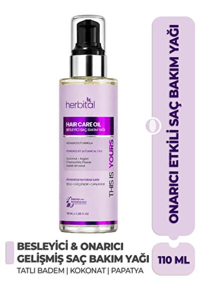 Herbital Besleyici Durulanmayan Gelişmiş Saç Bakım Yağı | Hindistan Cevizi - Argan - Tatlı Badem - Papatya