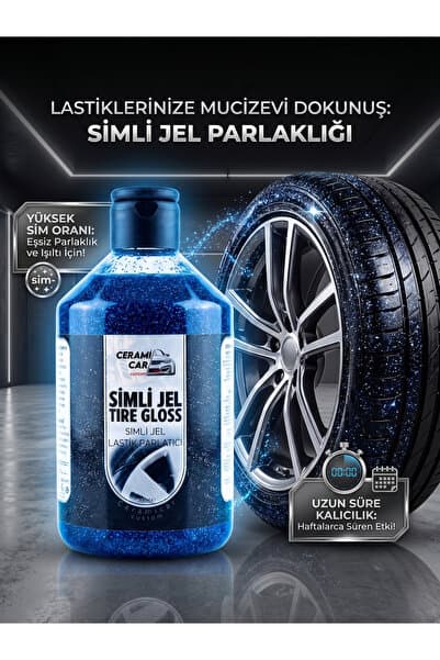 Ceramicar Custom Mavi Simli Jel Lastik Parlatıcı - Yüksek Sim Oranı - Islak Görünüm