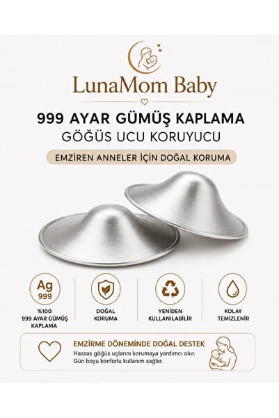 lunamom baby gümüş kaplama göğüs koruyucu kapak