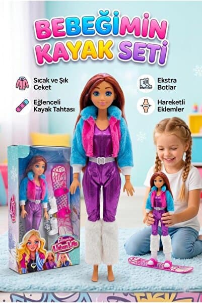 Tıfıl Toys Elonna Urban Life Kayakçı Moda Bebeği - Snowboard ve Kışlık Aksesuarlı 30 cm Oyuncak Bebek