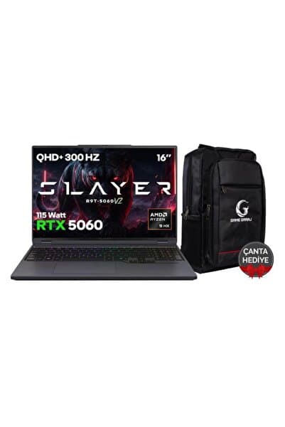 Game Garaj Slayer R9T-5060 V2 C7 AMD Ryzen 9 8945HX 16GB RAM 1TB SSD RTX5060 16" 300Hz QHD+ IPS Free